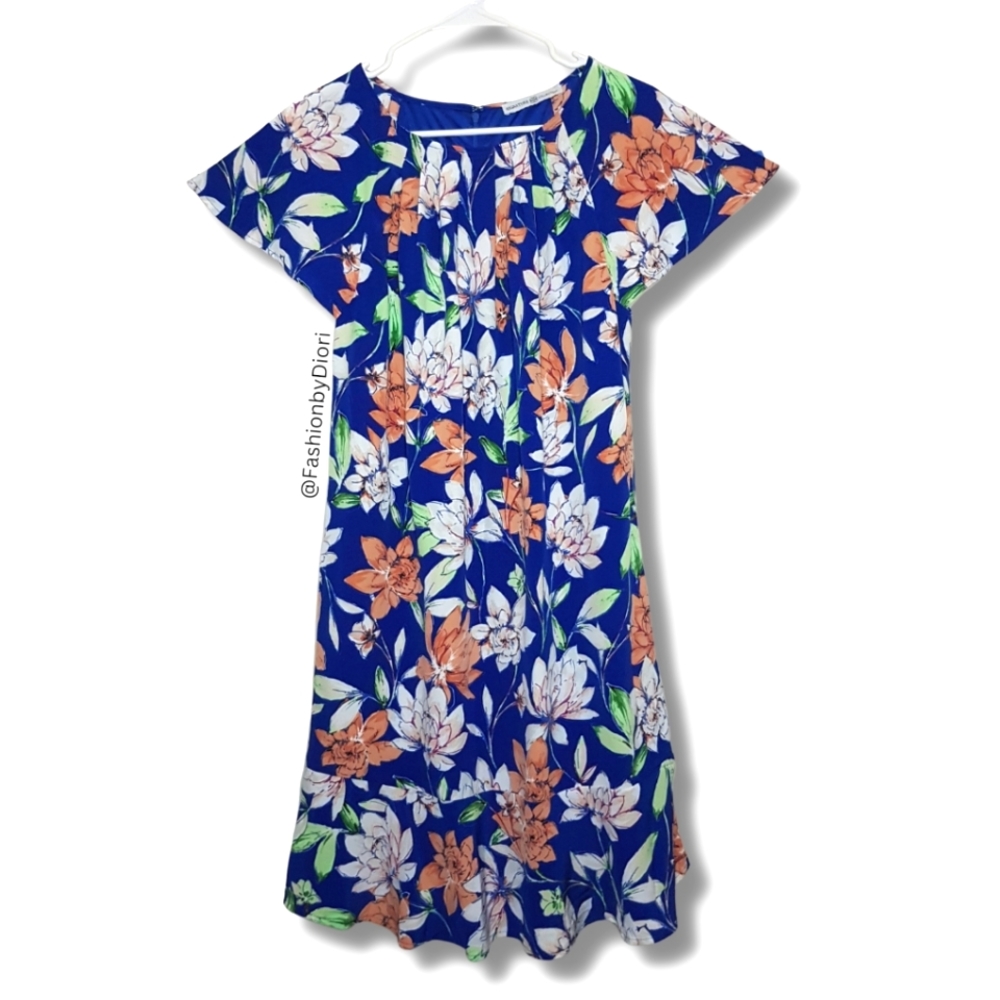 Signature Collection Blue Floral Print Jill Dress Size Small